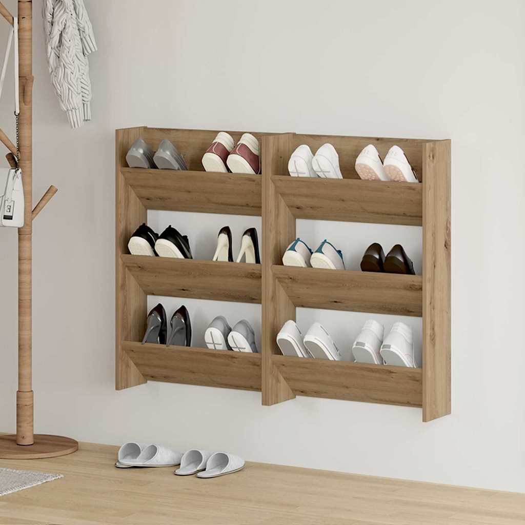 vidaXL Szafka na buty z półką 2 pcs Dąb rzemieślniczy 60 x 18 x 90 cm