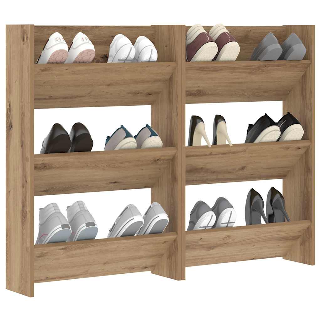 vidaXL Szafka na buty z półką 2 pcs Dąb rzemieślniczy 60 x 18 x 90 cm