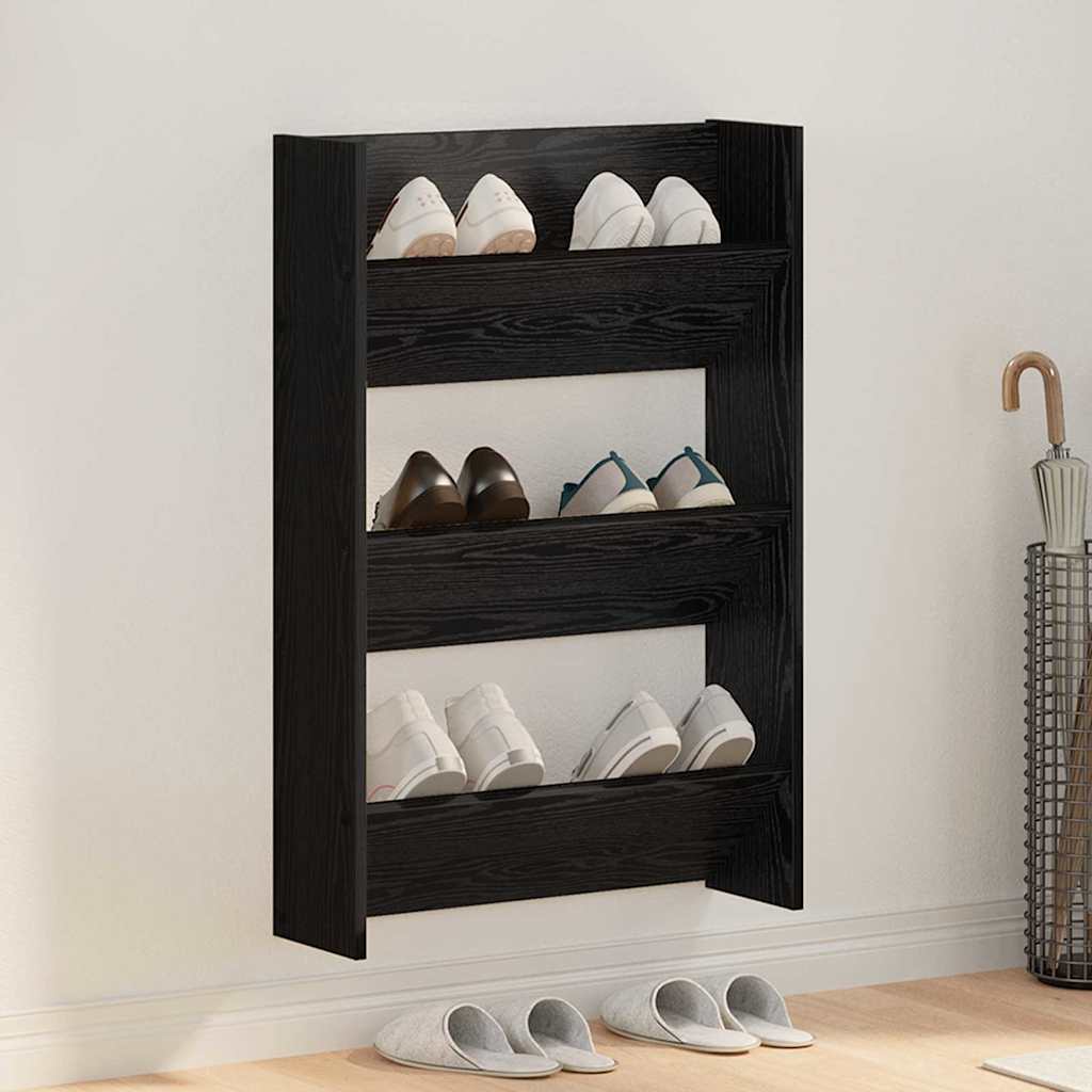 vidaXL Szafka na buty z półką Czarny Dąb 60 x 18 x 90 cm