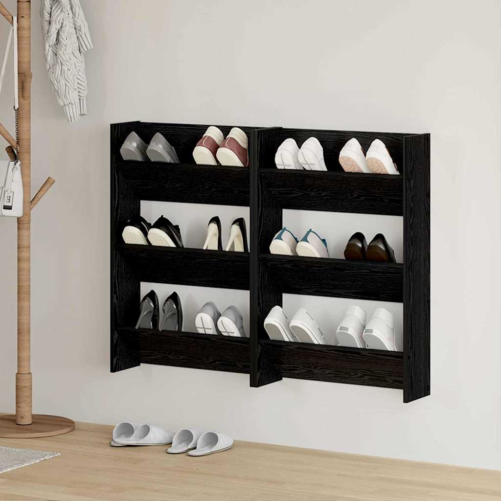 vidaXL Szafka na buty z półką 2 pcs Czarny Dąb 60 x 18 x 90 cm