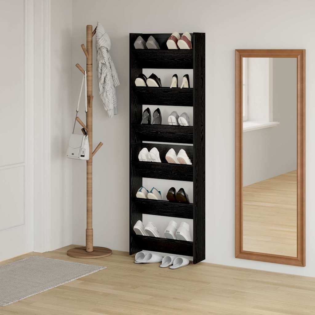vidaXL Szafka na buty z półką 2 pcs Czarny Dąb 60 x 18 x 90 cm