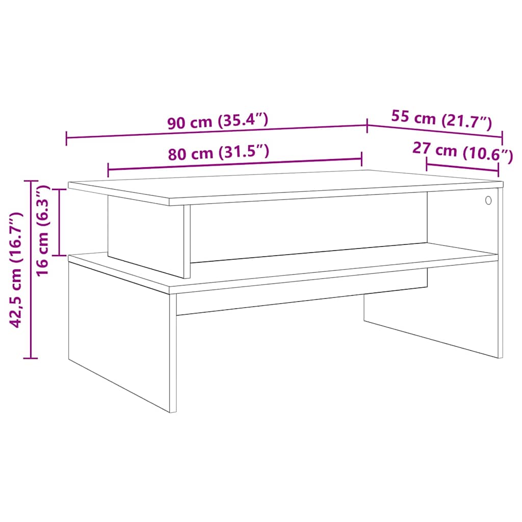 vidaXL Stolik kawowy Czarny Dąb 90 x 55 x 42,5 cm