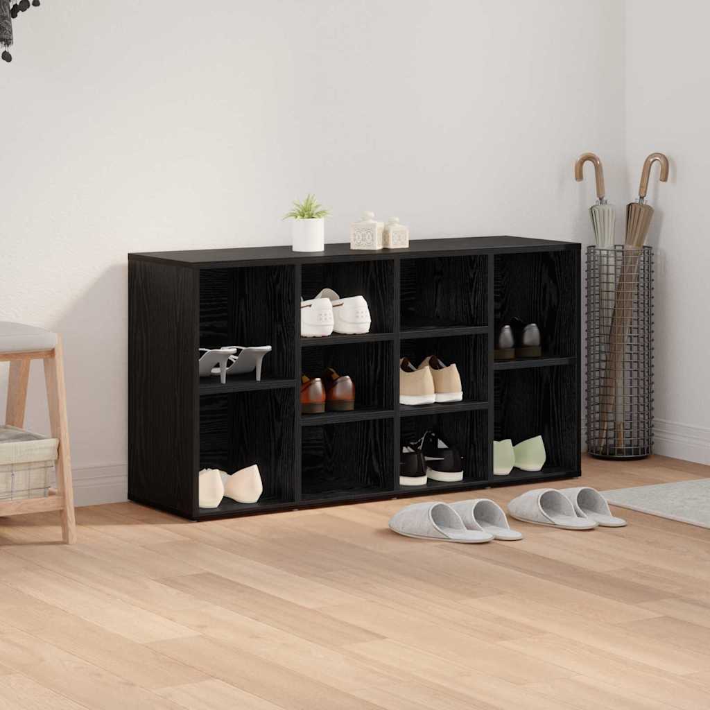 vidaXL Ławka na buty z półką Czarny Dąb 103 x 30 x 54,5 cm