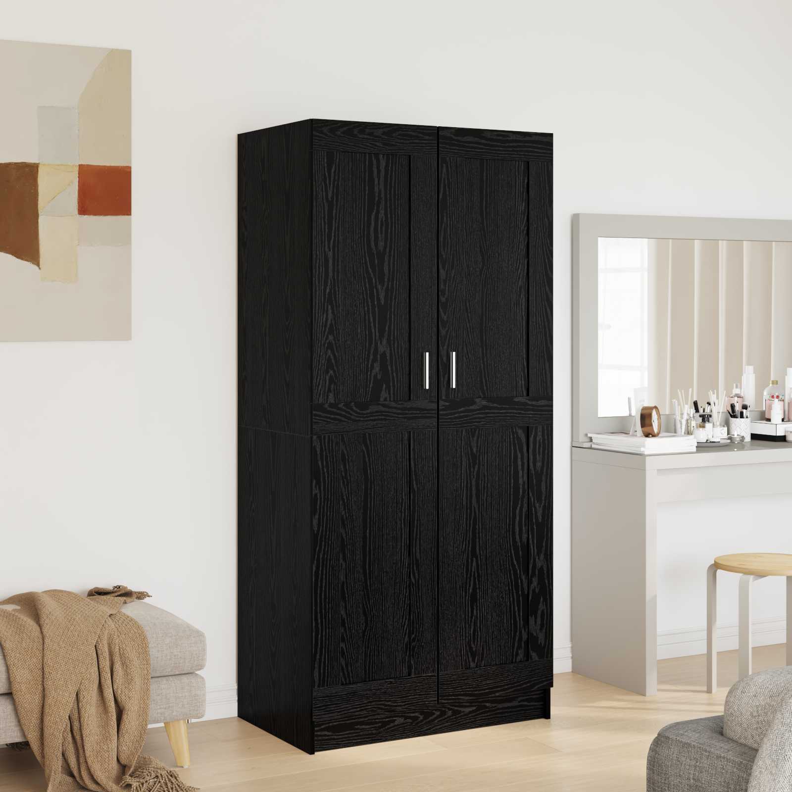 vidaXL Garderoba z półką z drzwiami Czarny Dąb 82,5 x 51,5 x 180 cm