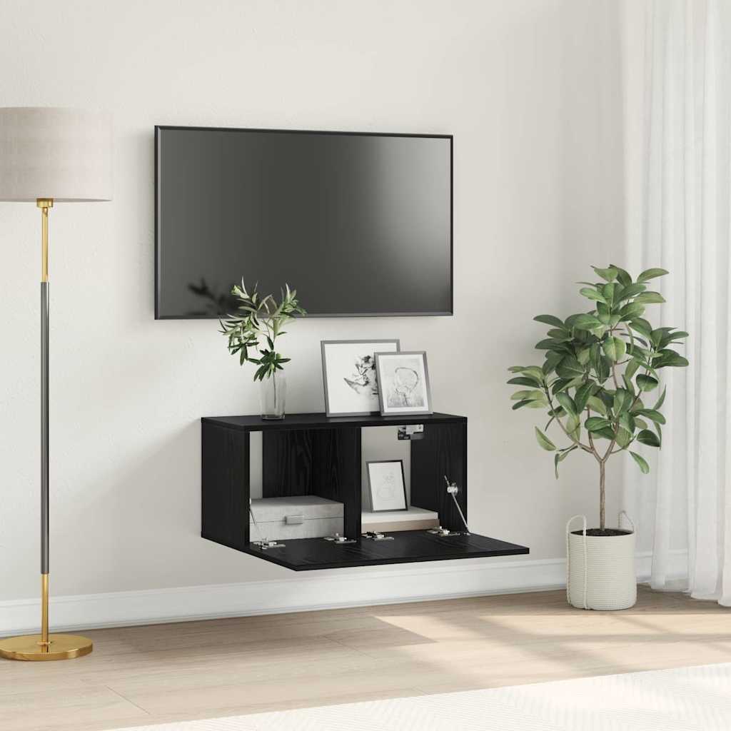 vidaXL Zestaw szafek RTV Montowane na ścianie Czarny 60 x 30 x 30 cm