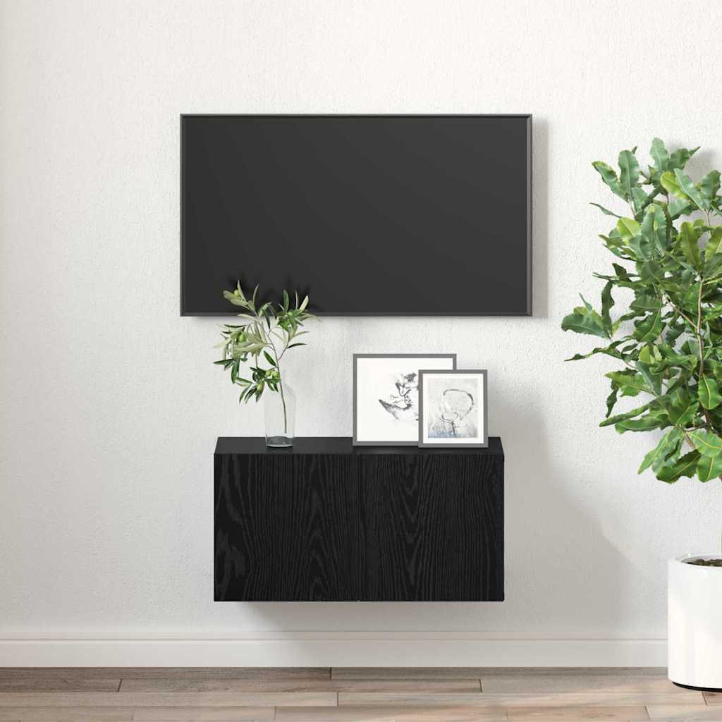 vidaXL Zestaw szafek RTV Montowane na ścianie Czarny 60 x 30 x 30 cm