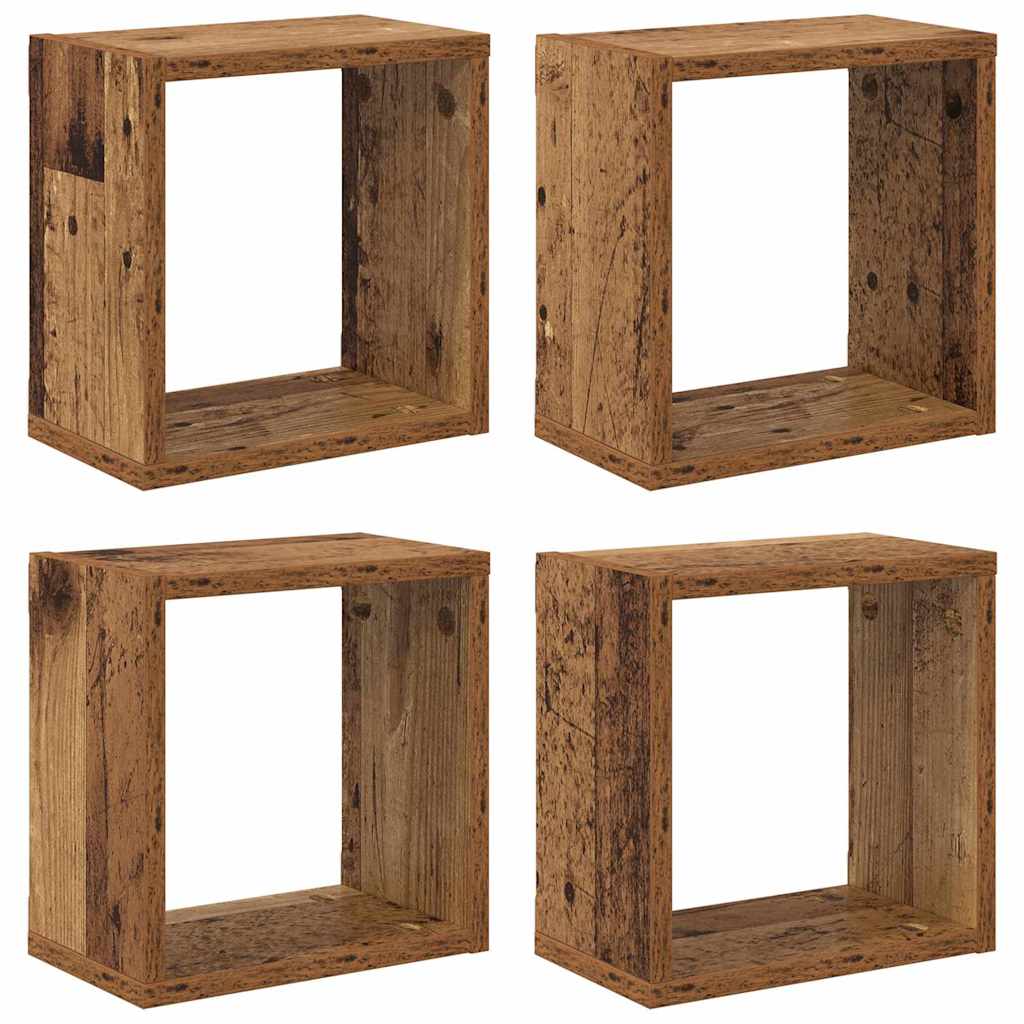 vidaXL Półki ścienne 4 pcs Stare drewno Materiał drewnopochodny
