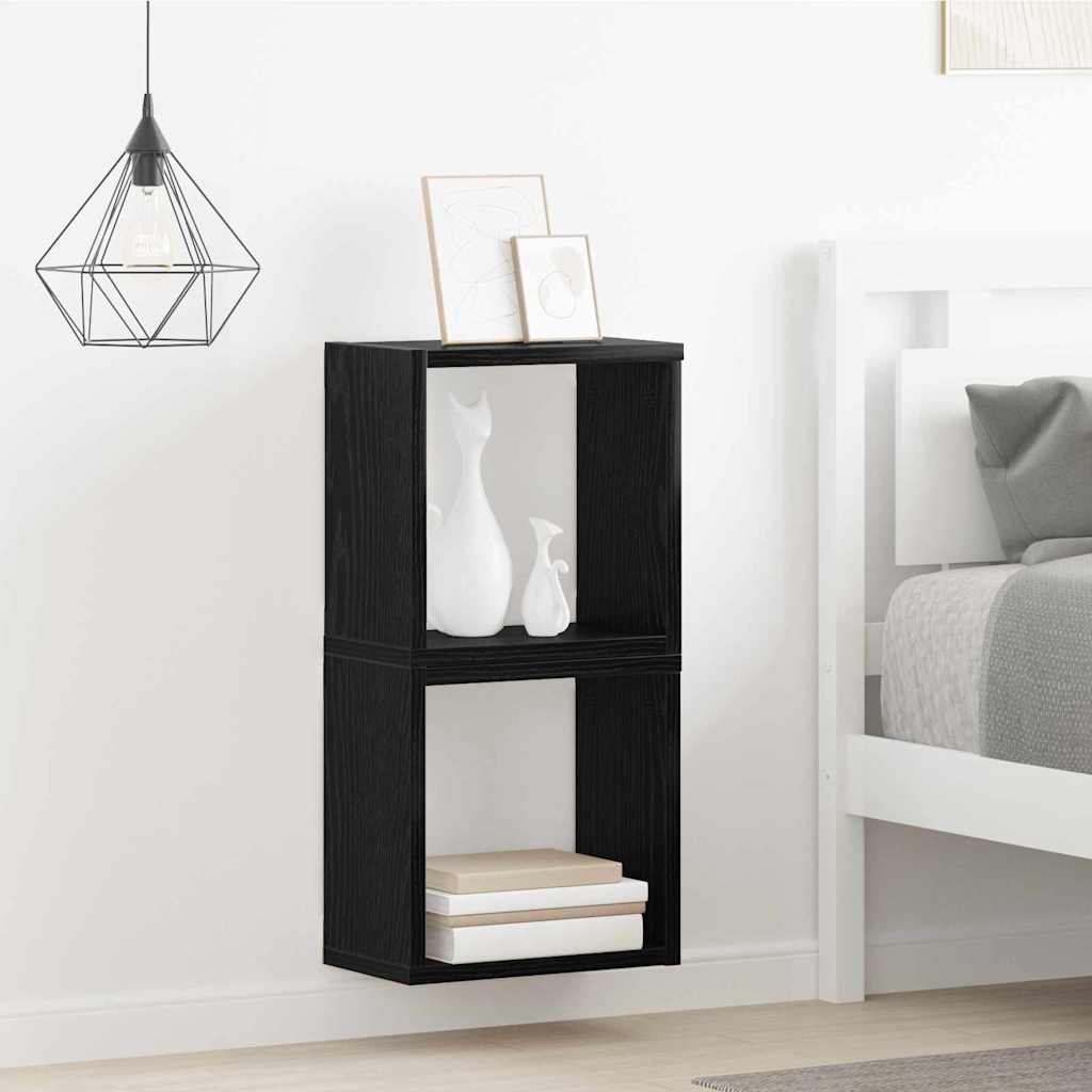 vidaXL Półki ścienne z półką 2 pcs Czarny Dąb Materiał drewnopochodny
