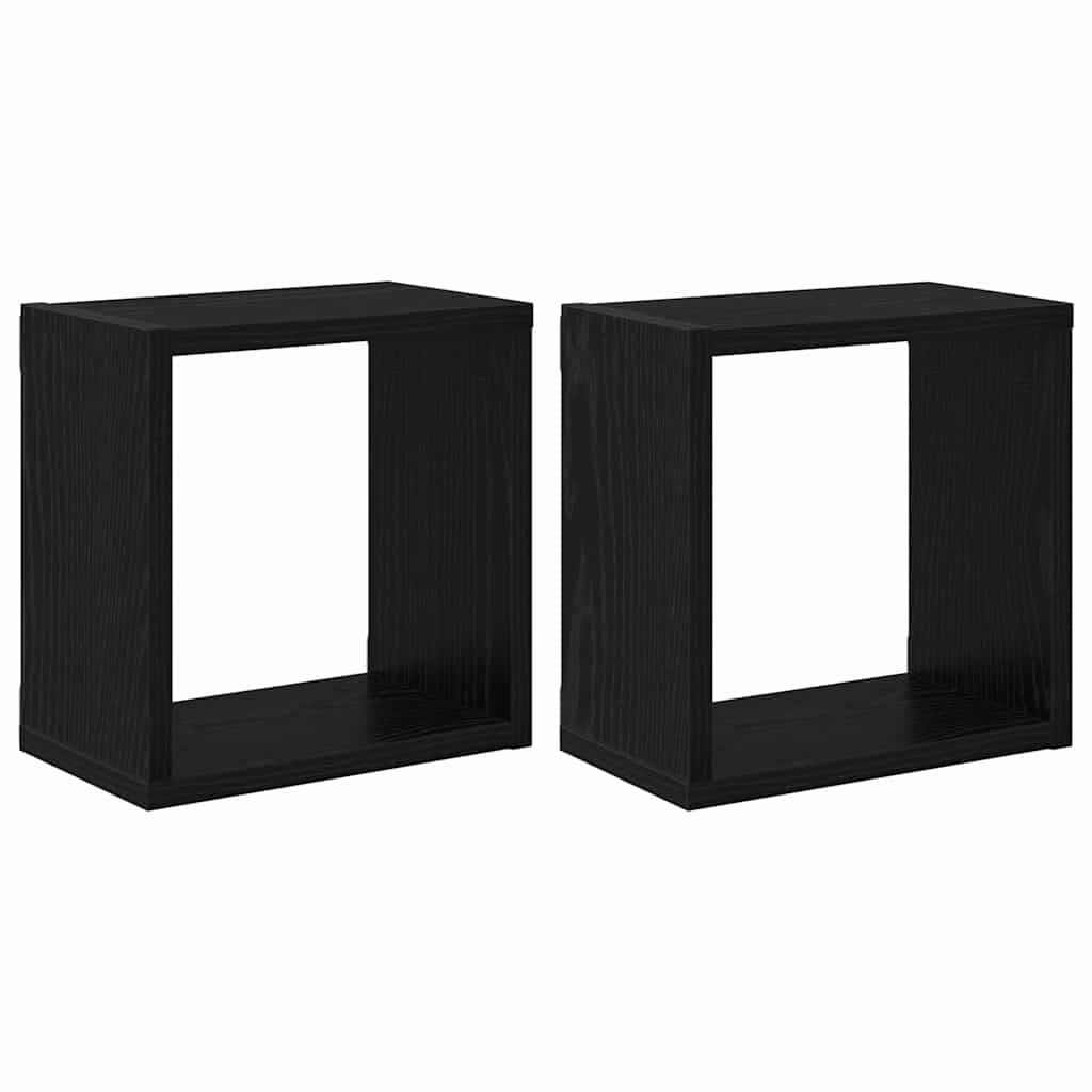 vidaXL Półki ścienne z półką 2 pcs Czarny Dąb Materiał drewnopochodny