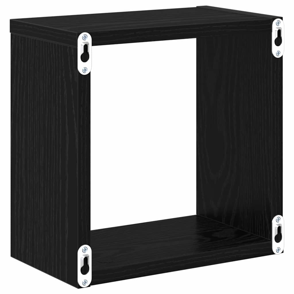 vidaXL Półki ścienne z półką 2 pcs Czarny Dąb Materiał drewnopochodny