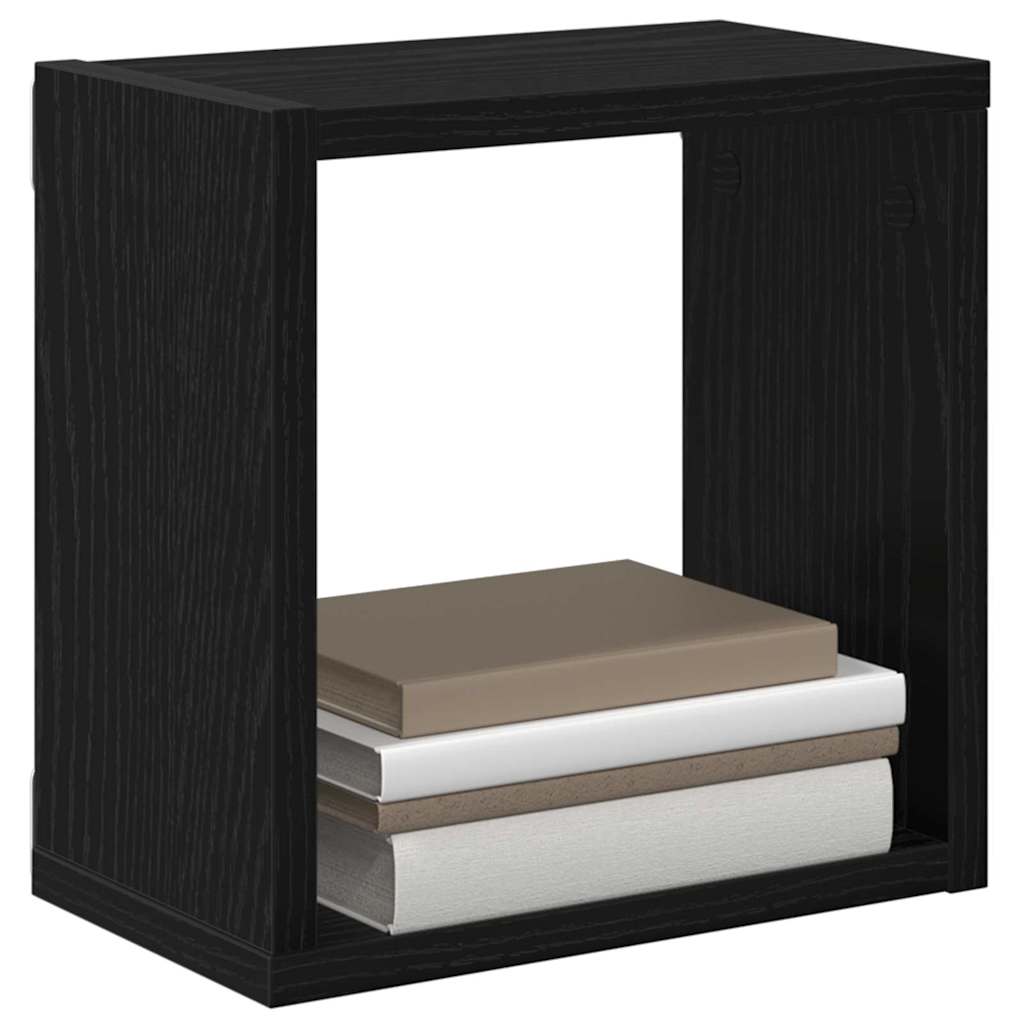 vidaXL Półki ścienne z półką 2 pcs Czarny Dąb Materiał drewnopochodny