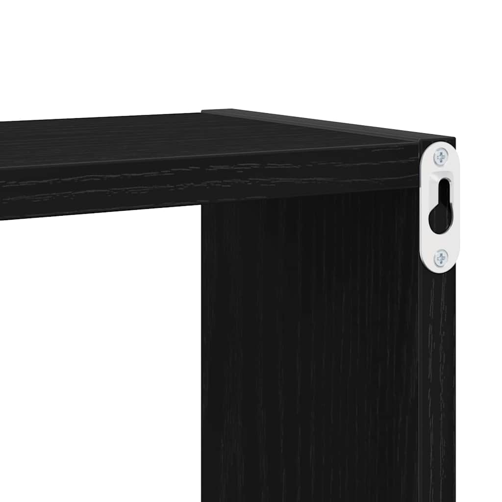 vidaXL Półki ścienne z półką 4 pcs Czarny Dąb Materiał drewnopochodny