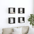 vidaXL Półki ścienne z półką 4 pcs Czarny Dąb Materiał drewnopochodny