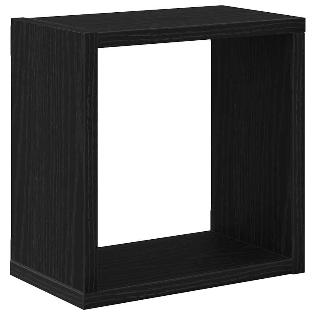 vidaXL Półki ścienne z półką 4 pcs Czarny Dąb Materiał drewnopochodny