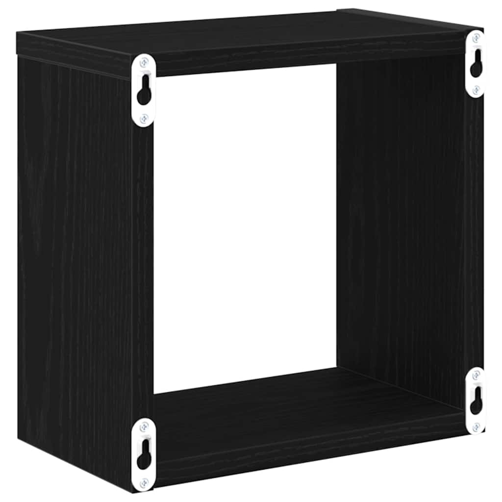 vidaXL Półki ścienne z półką 4 pcs Czarny Dąb Materiał drewnopochodny