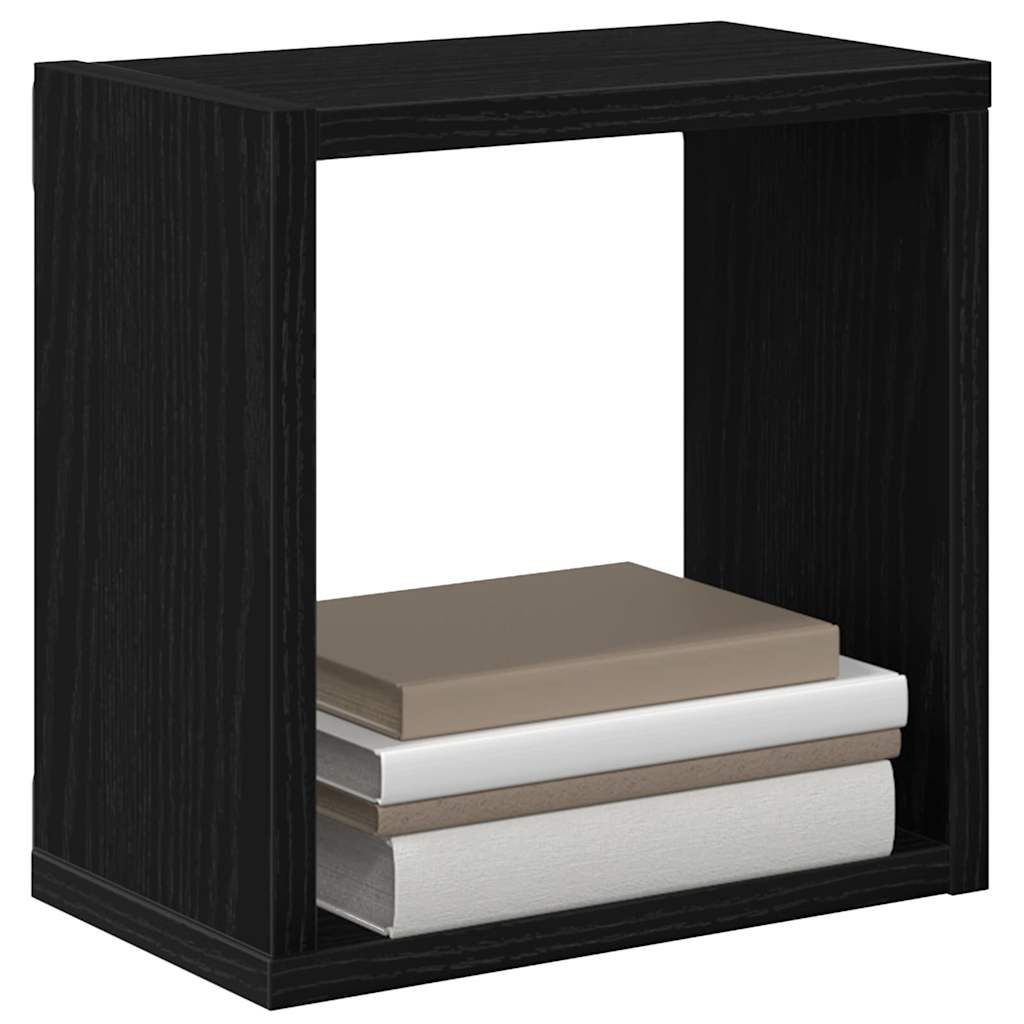 vidaXL Półki ścienne z półką 4 pcs Czarny Dąb Materiał drewnopochodny