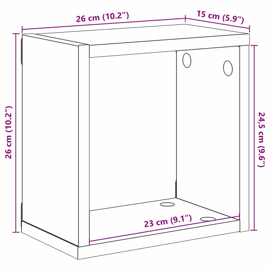 vidaXL Półki ścienne z półką 4 pcs Czarny Dąb Materiał drewnopochodny