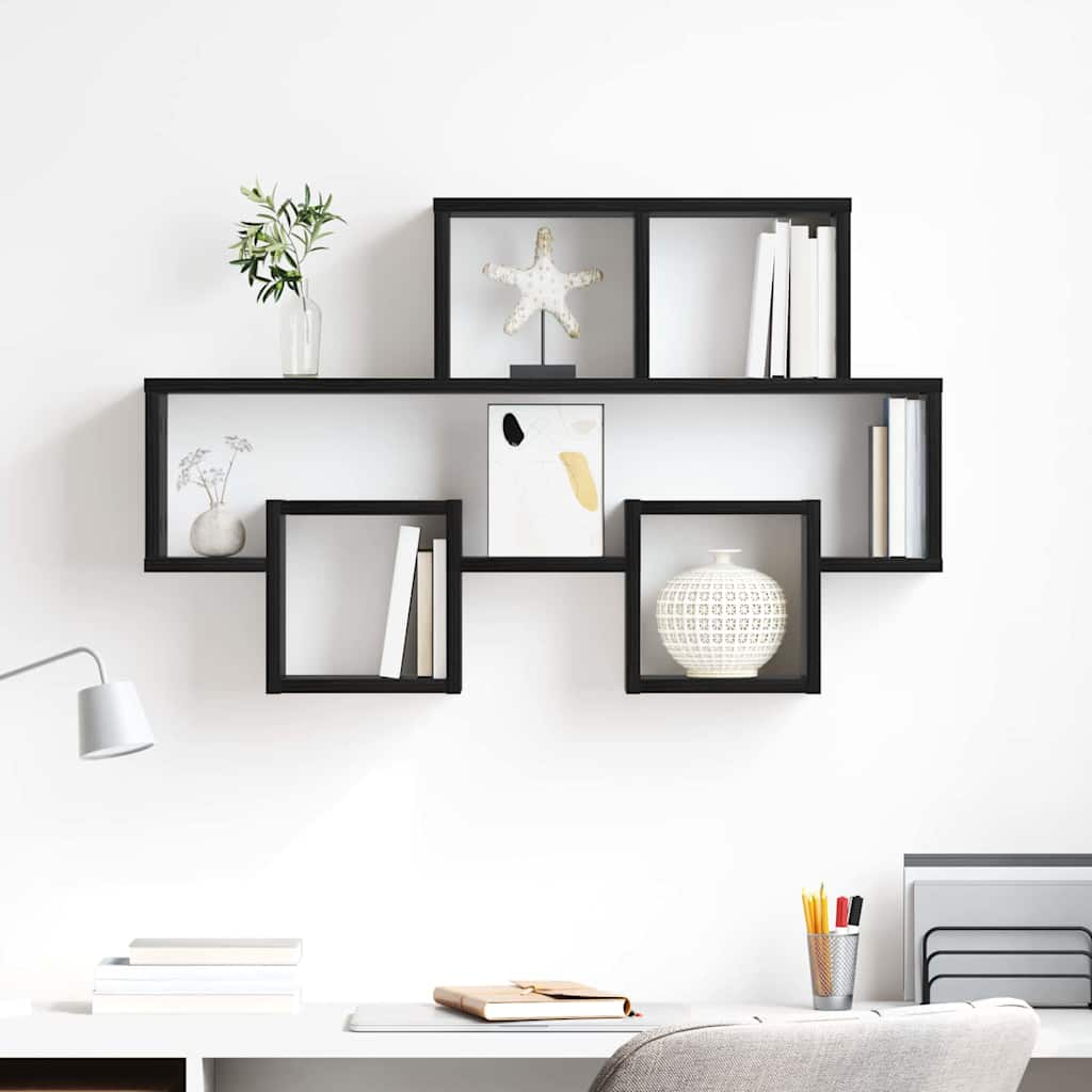 vidaXL Półka ścienna z półką Czarny dąb 82 x 15 x 51 cm