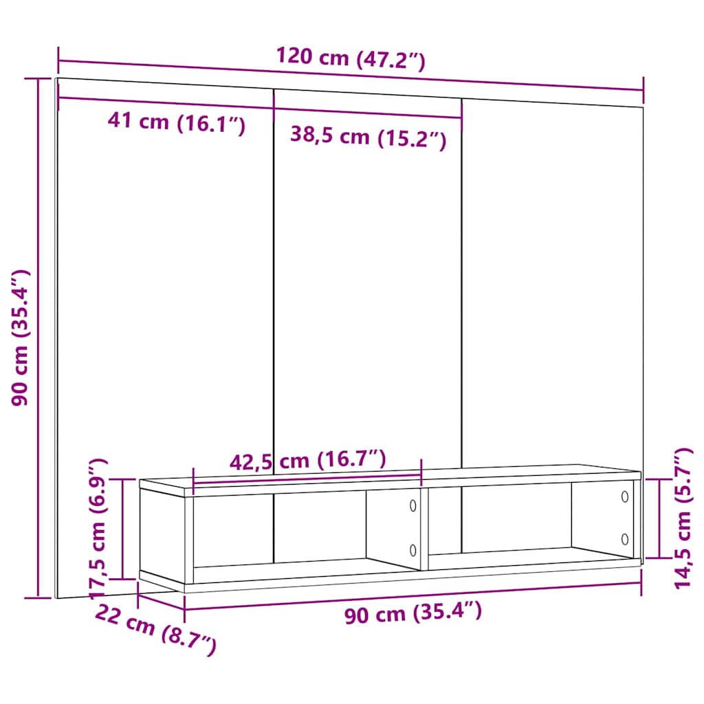 vidaXL Zestaw szafek RTV Stare drewno 120 x 23,5 x 90 cm