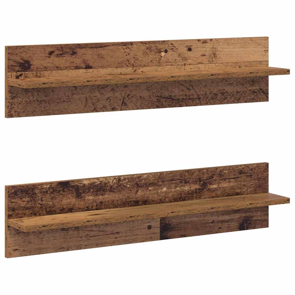 vidaXL Półka ścienna z półką 2 pcs Stare drewno 80 x 11,5 x 18 cm