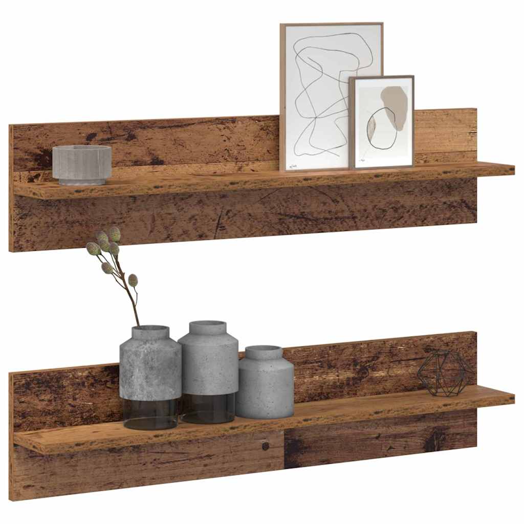 vidaXL Półka ścienna z półką 2 pcs Stare drewno 80 x 11,5 x 18 cm