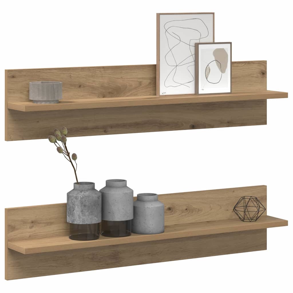 vidaXL Półka ścienna z półką 2 pcs Dąb rzemieślniczy 80 x 11,5 x 18 cm