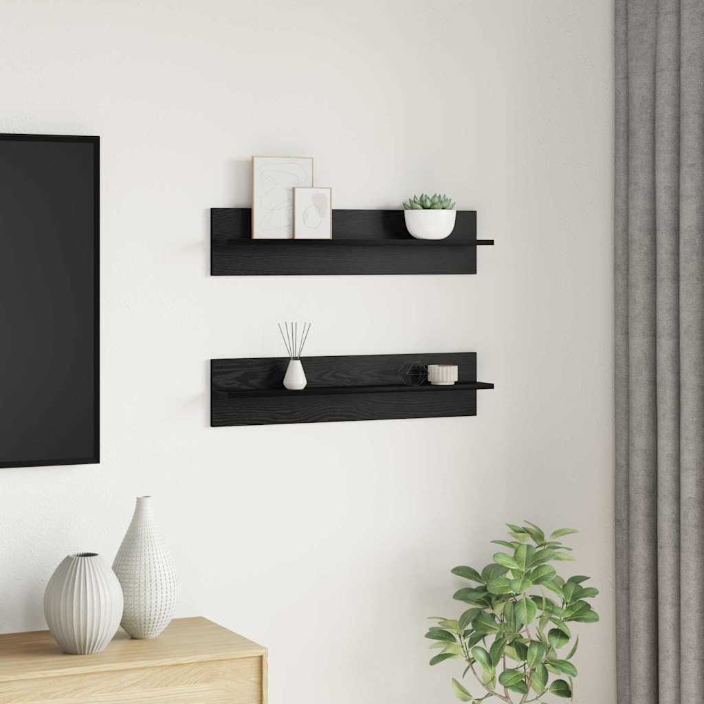 vidaXL Półka ścienna z półką 2 pcs Czarny Dąb 80 x 11,5 x 18 cm