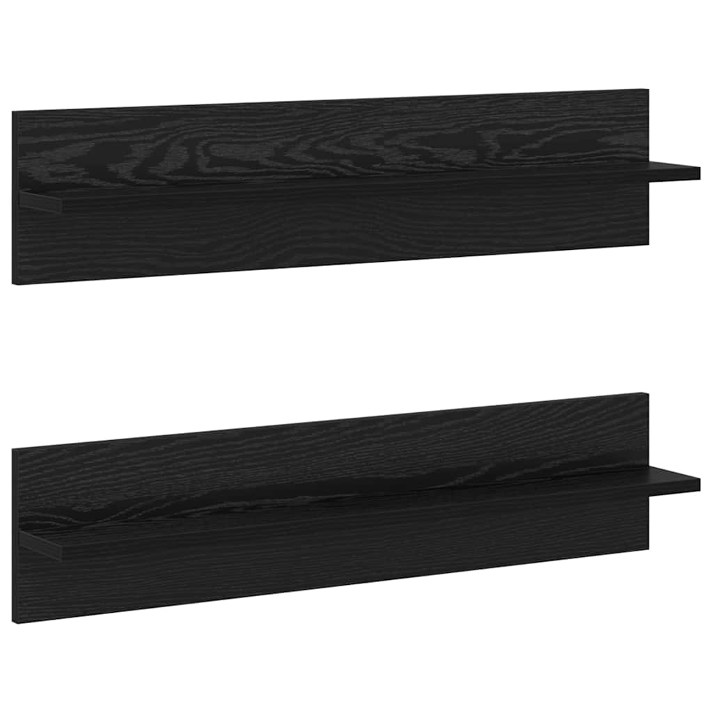 vidaXL Półka ścienna z półką 2 pcs Czarny Dąb 80 x 11,5 x 18 cm