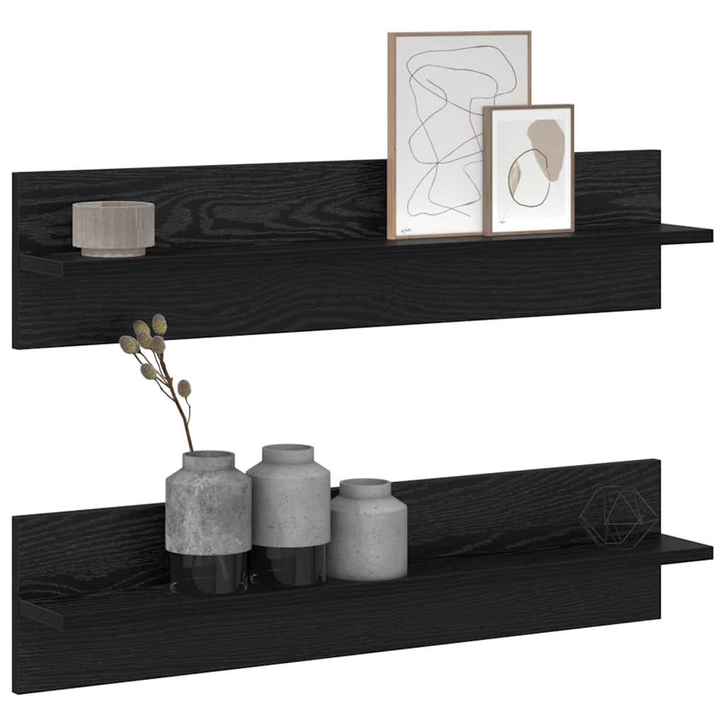 vidaXL Półka ścienna z półką 2 pcs Czarny Dąb 80 x 11,5 x 18 cm