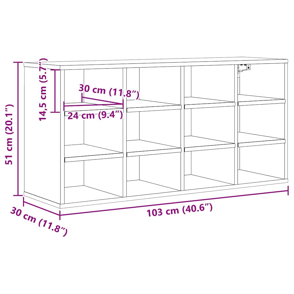 vidaXL Szafka na buty z półką Stare drewno 103 x 30 x 51 cm