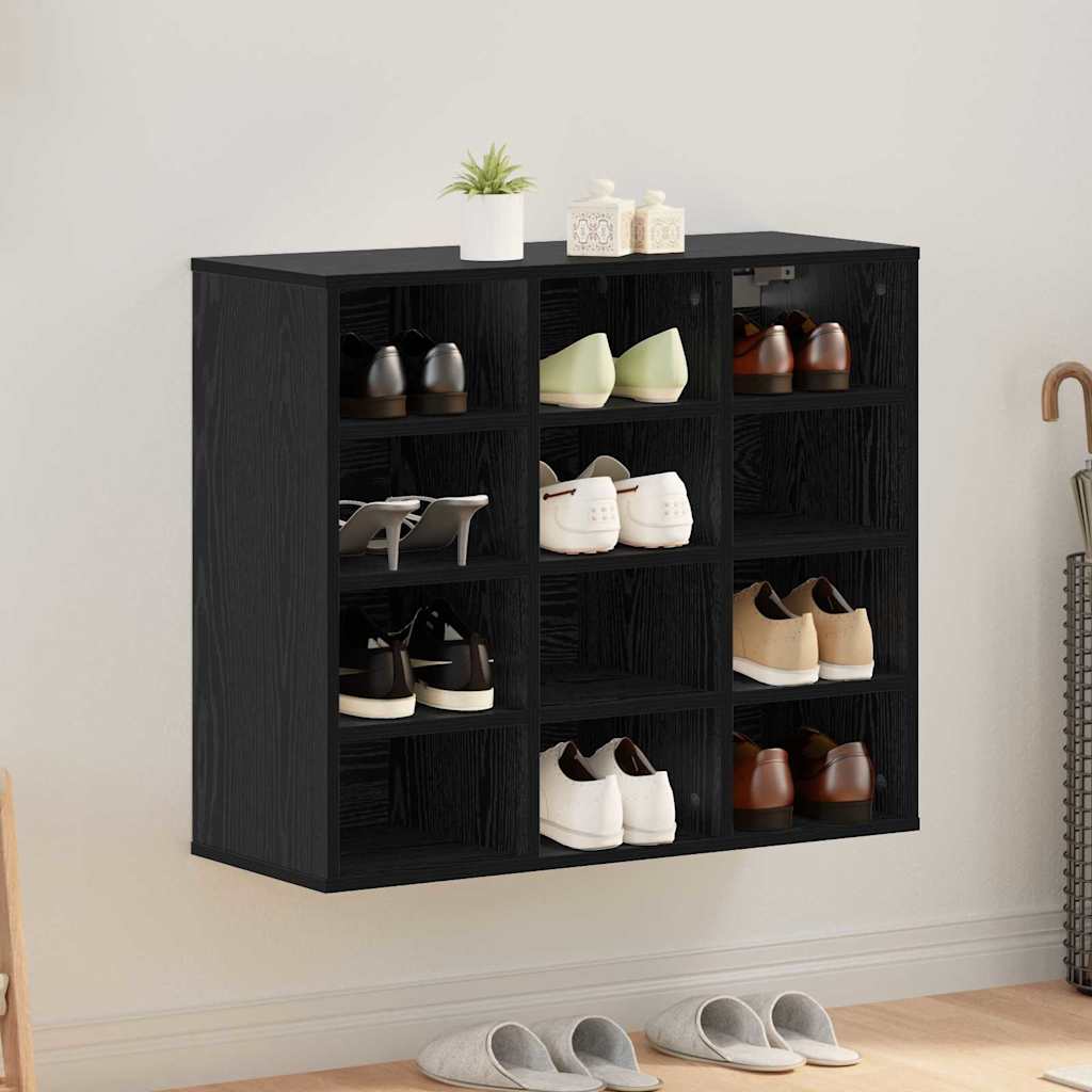 vidaXL Szafka na buty z półką Czarny Dąb 77,5 x 30 x 67 cm