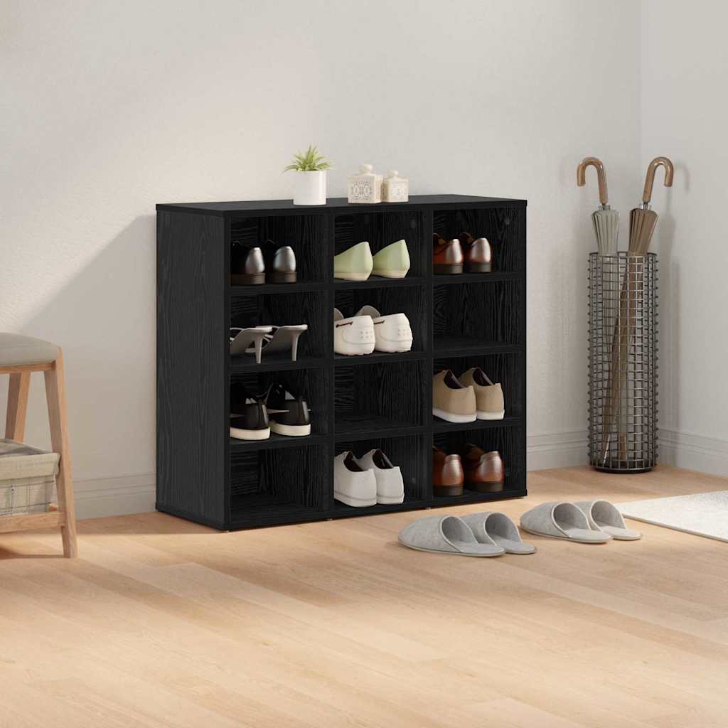 vidaXL Szafka na buty z półką Czarny Dąb 77,5 x 30 x 67 cm