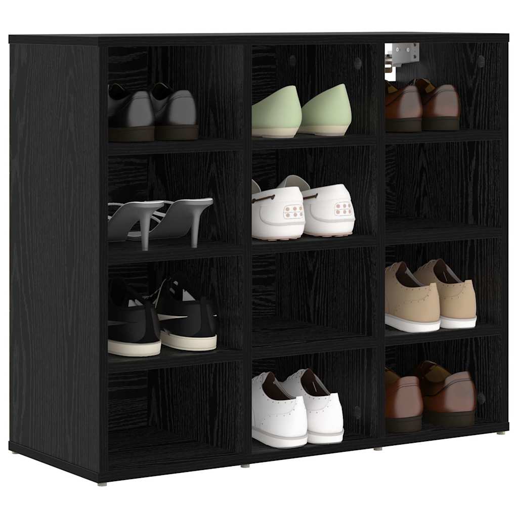 vidaXL Szafka na buty z półką Czarny Dąb 77,5 x 30 x 67 cm