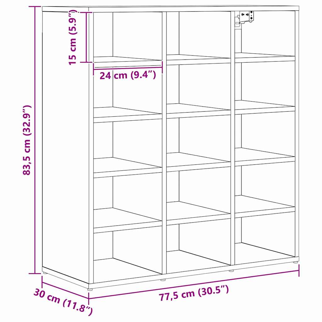 vidaXL Szafka na buty z półką Stare drewno 77,5 x 30 x 83,5 cm