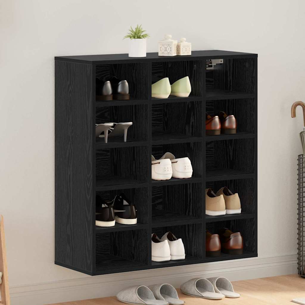 vidaXL Szafka na buty z półką Czarny Dąb 77,5 x 30 x 83,5 cm