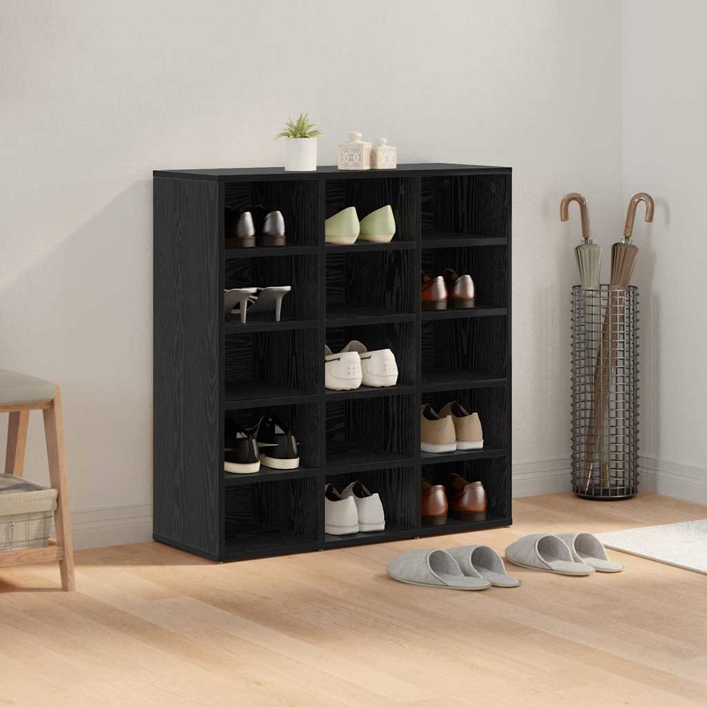 vidaXL Szafka na buty z półką Czarny Dąb 77,5 x 30 x 83,5 cm