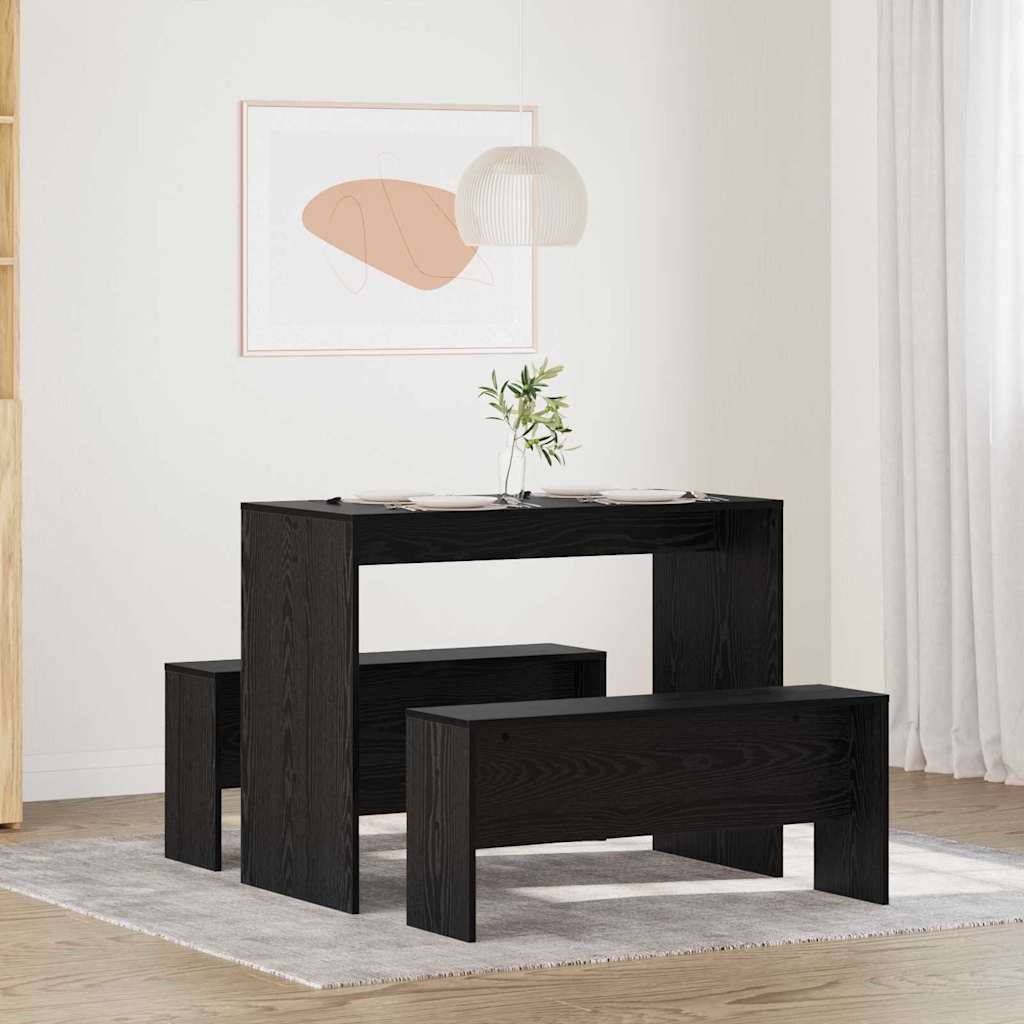 vidaXL Zestaw do jadalni 2 pcs Czarny dąb Materiał drewnopochodny