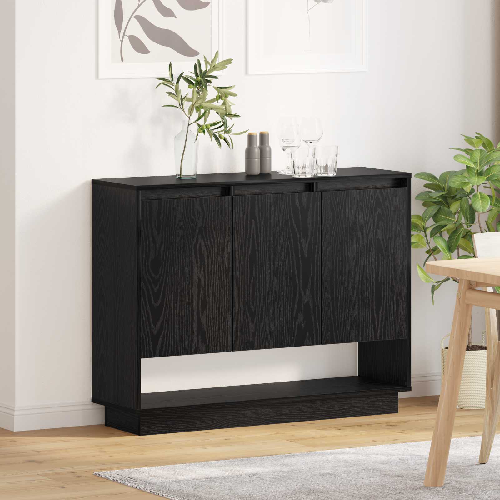 vidaXL Bufet Czarny Dąb 97 x 29 x 75 cm Materiał drewnopochodny