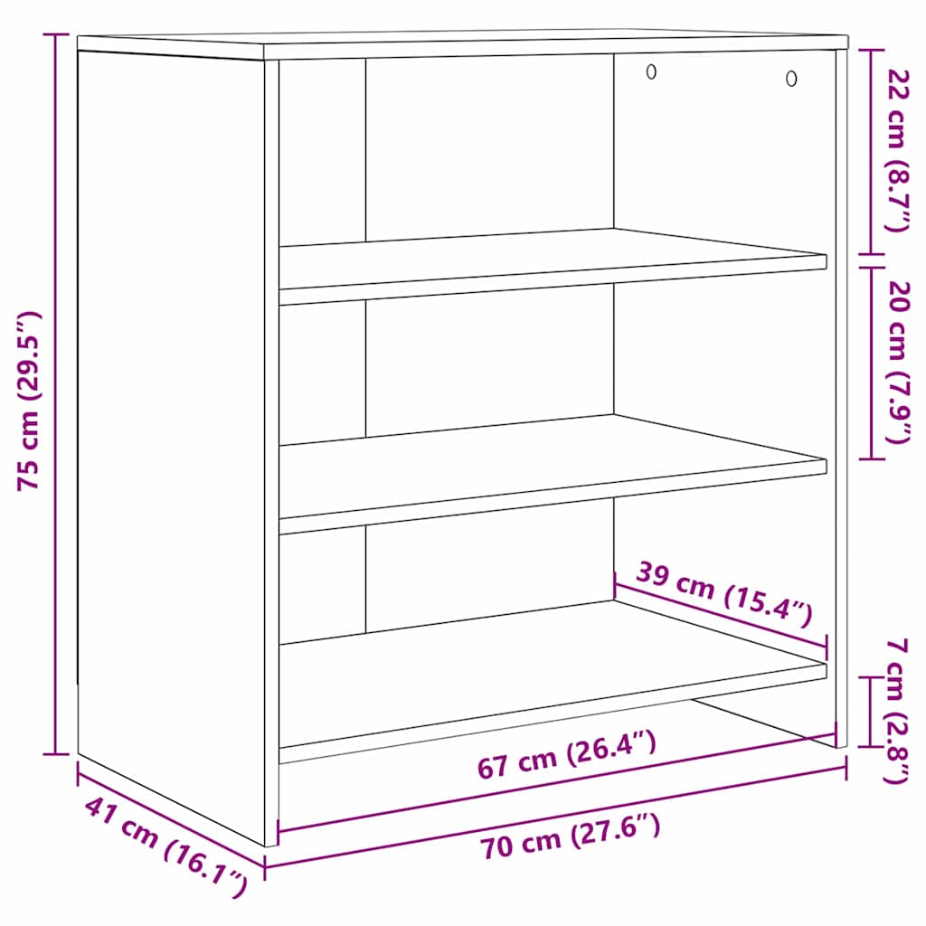vidaXL Bufet Brązowy 70 x 41 x 75 cm Materiał drewnopochodny