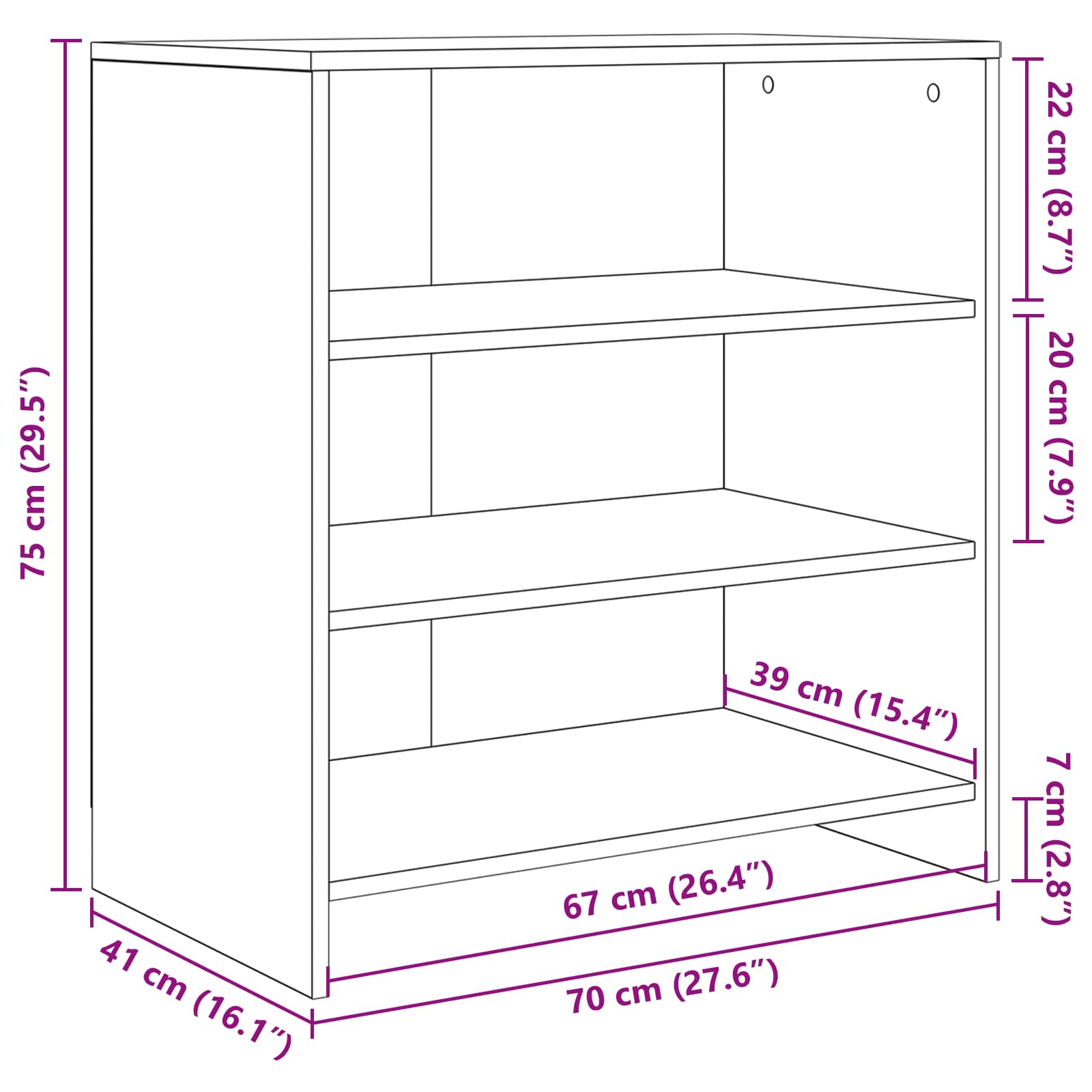 vidaXL Bufet Brązowy 70 x 41 x 75 cm Materiał drewnopochodny