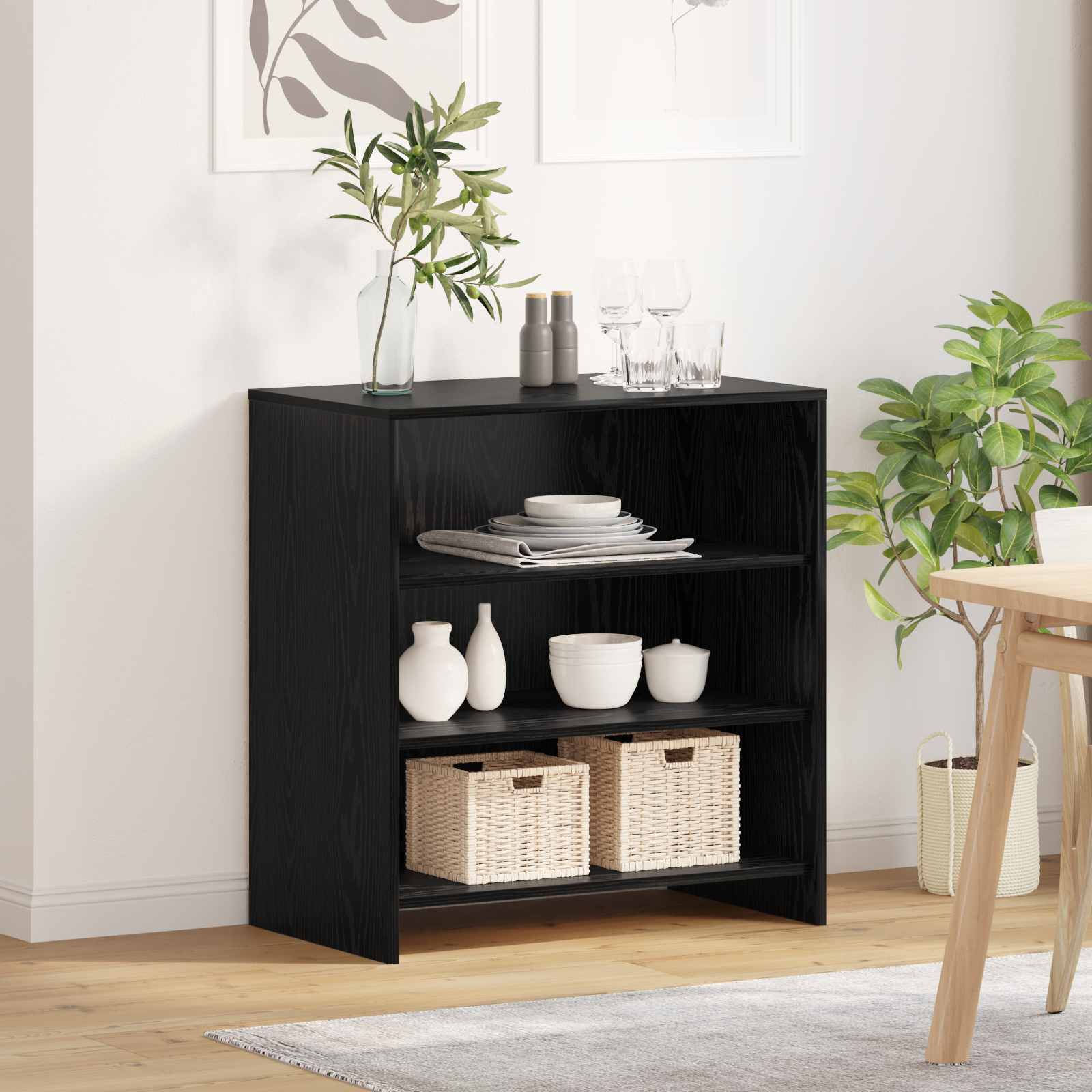 vidaXL Bufet Czarny 70 x 41 x 75 cm Materiał drewnopochodny