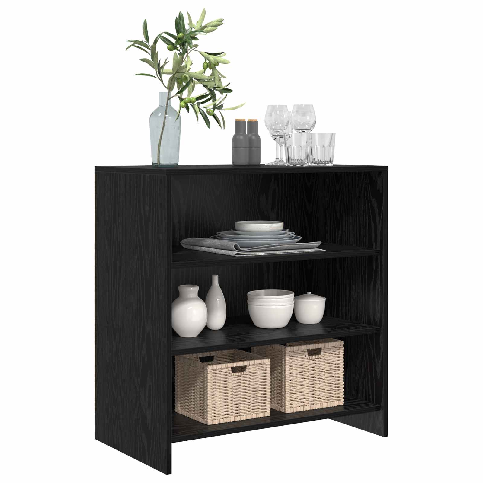 vidaXL Bufet Czarny 70 x 41 x 75 cm Materiał drewnopochodny