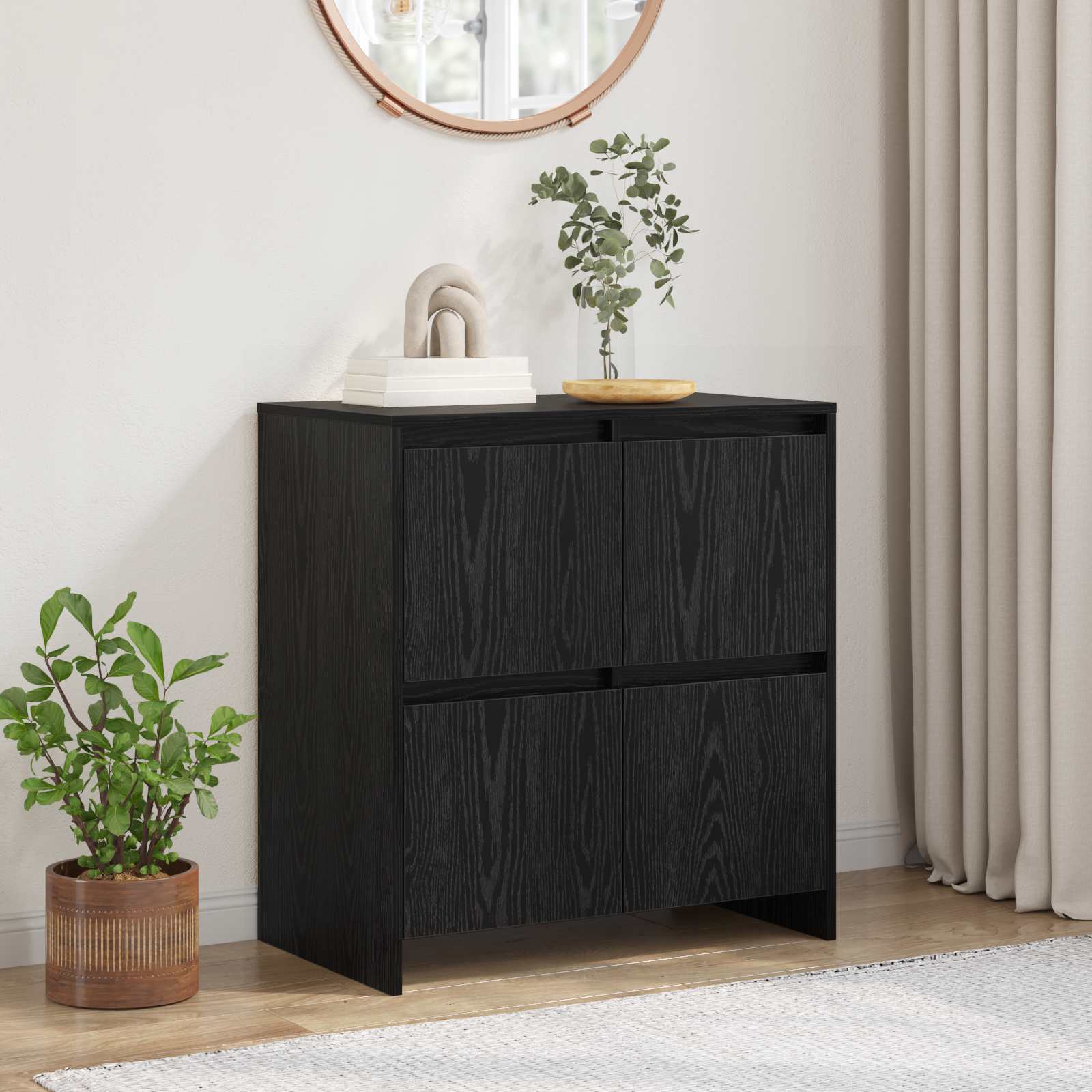 vidaXL Bufet Czarny Dąb 70 x 41 x 75 cm Materiał drewnopochodny