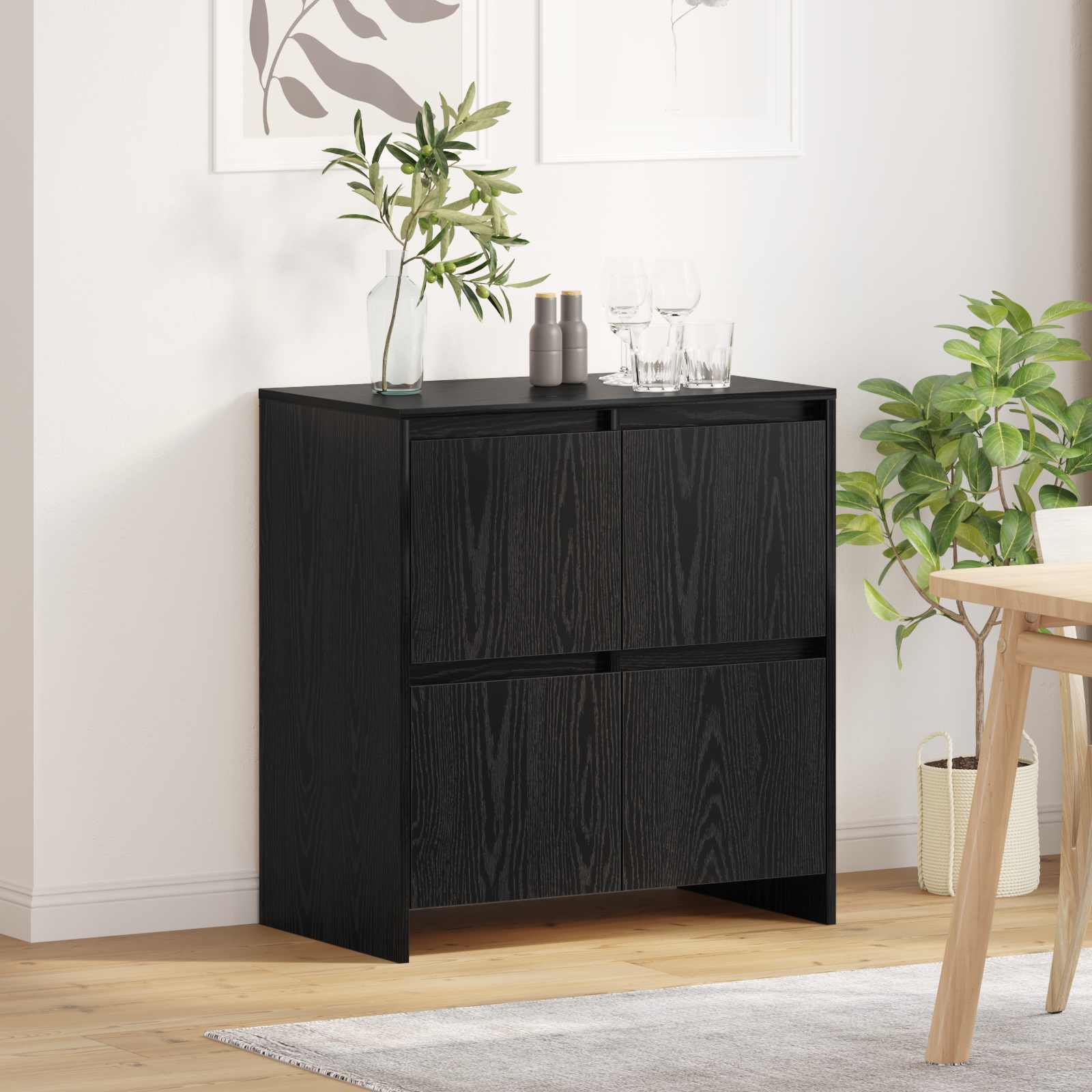vidaXL Bufet Czarny Dąb 70 x 41 x 75 cm Materiał drewnopochodny