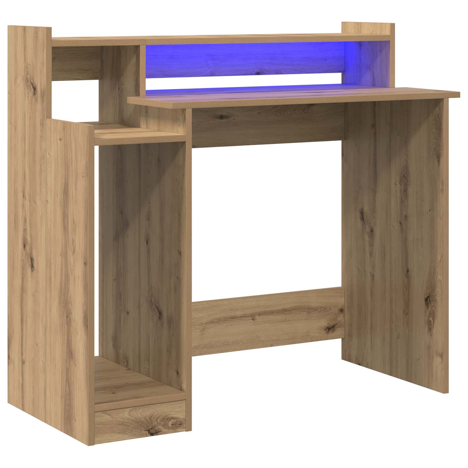 vidaXL Biurko Ze LED Lights z półką Dąb rzemieślniczy 97 x 45 x 90 cm