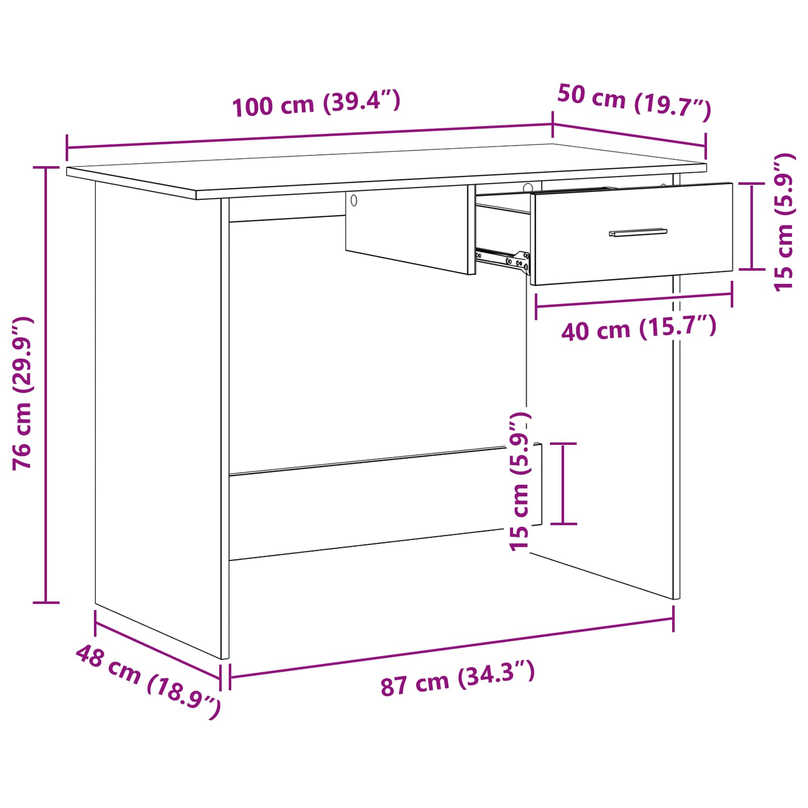 vidaXL Biurko Stare drewno 100 x 50 x 76 cm Materiał drewnopochodny
