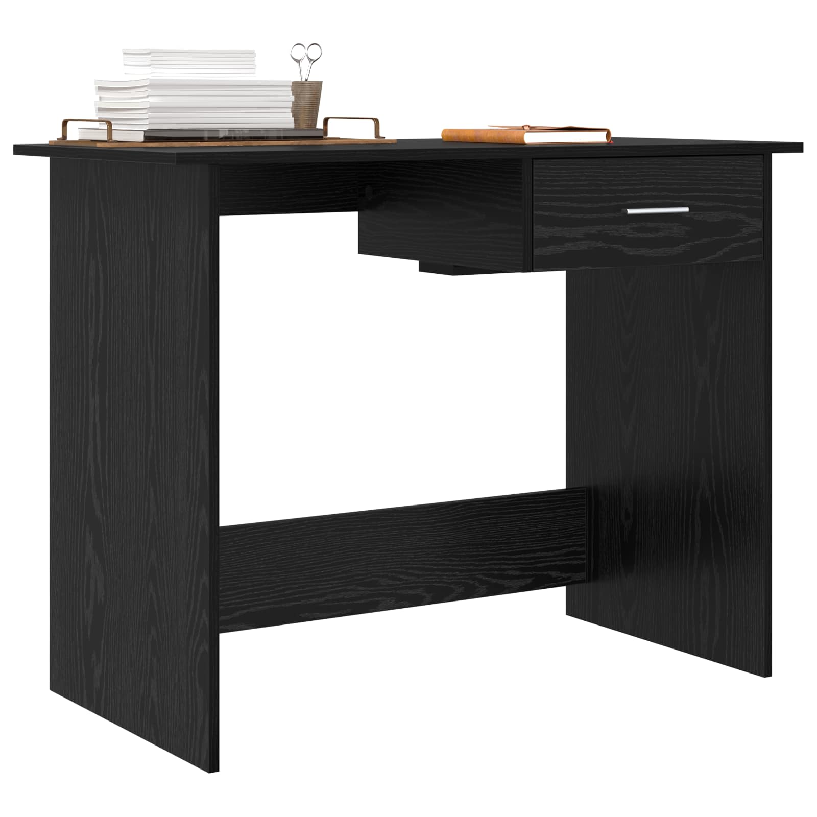 vidaXL Biurko Czarny Dąb 100 x 50 x 76 cm Materiał drewnopochodny