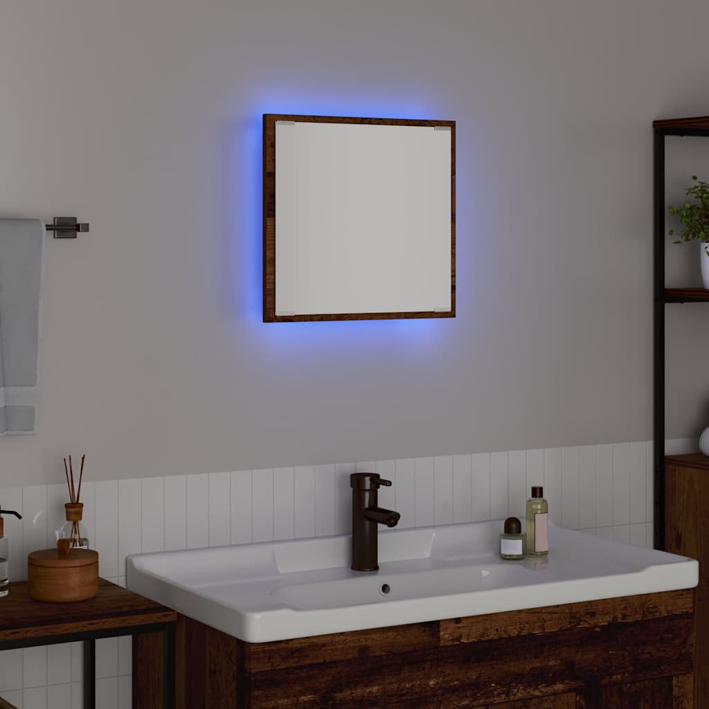 vidaXL Lustro łazienkowe LED Z lustrem Stare drewno 40 x 37 x 8.5 cm