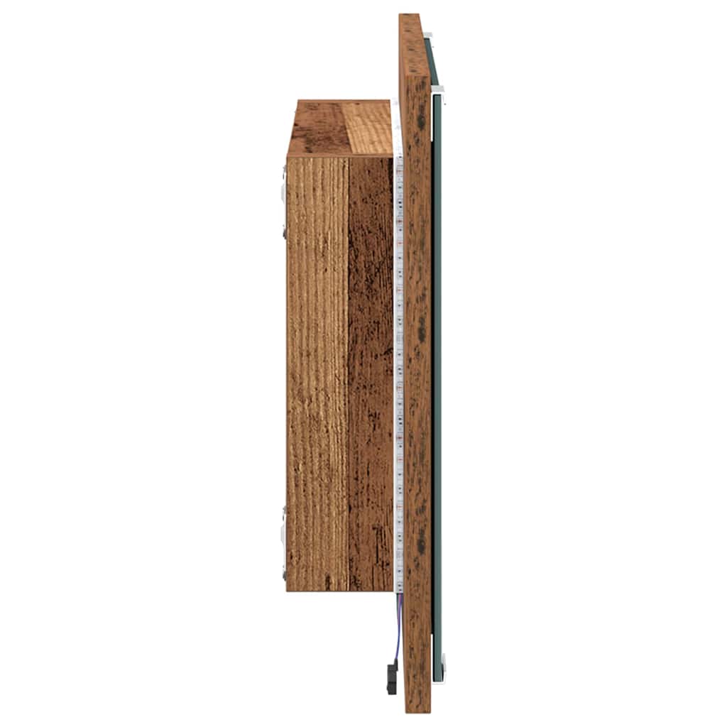 vidaXL Lustro łazienkowe LED Z lustrem Stare drewno 40 x 37 x 8.5 cm