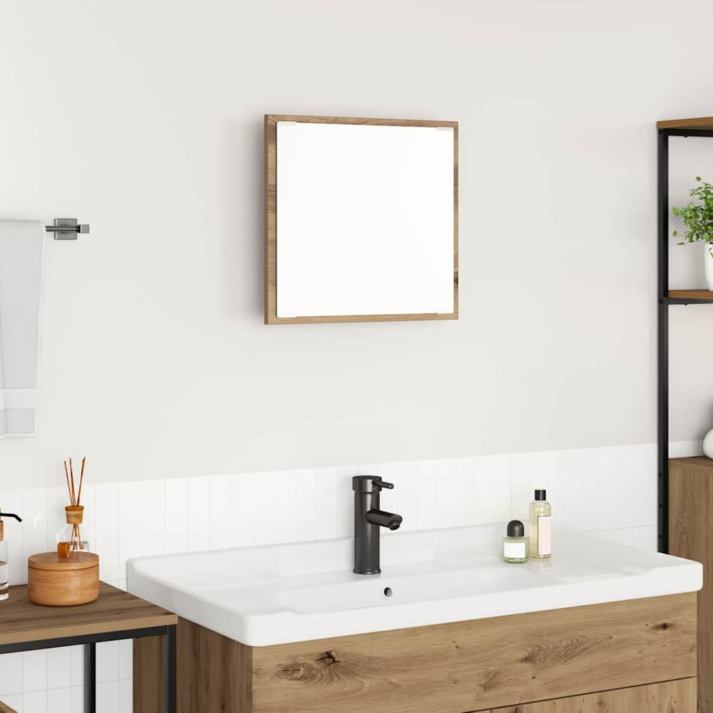 vidaXL Lustro łazienkowe LED Dąb rzemieślniczy 40 x 37 x 8.5 cm